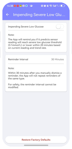 EverChek CGM app glucose event prediction screen