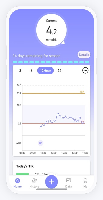 EverChek CGMS patient app on smartphone